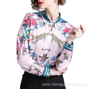 Custom Women Business Office Loose Printed Geometric Blouses